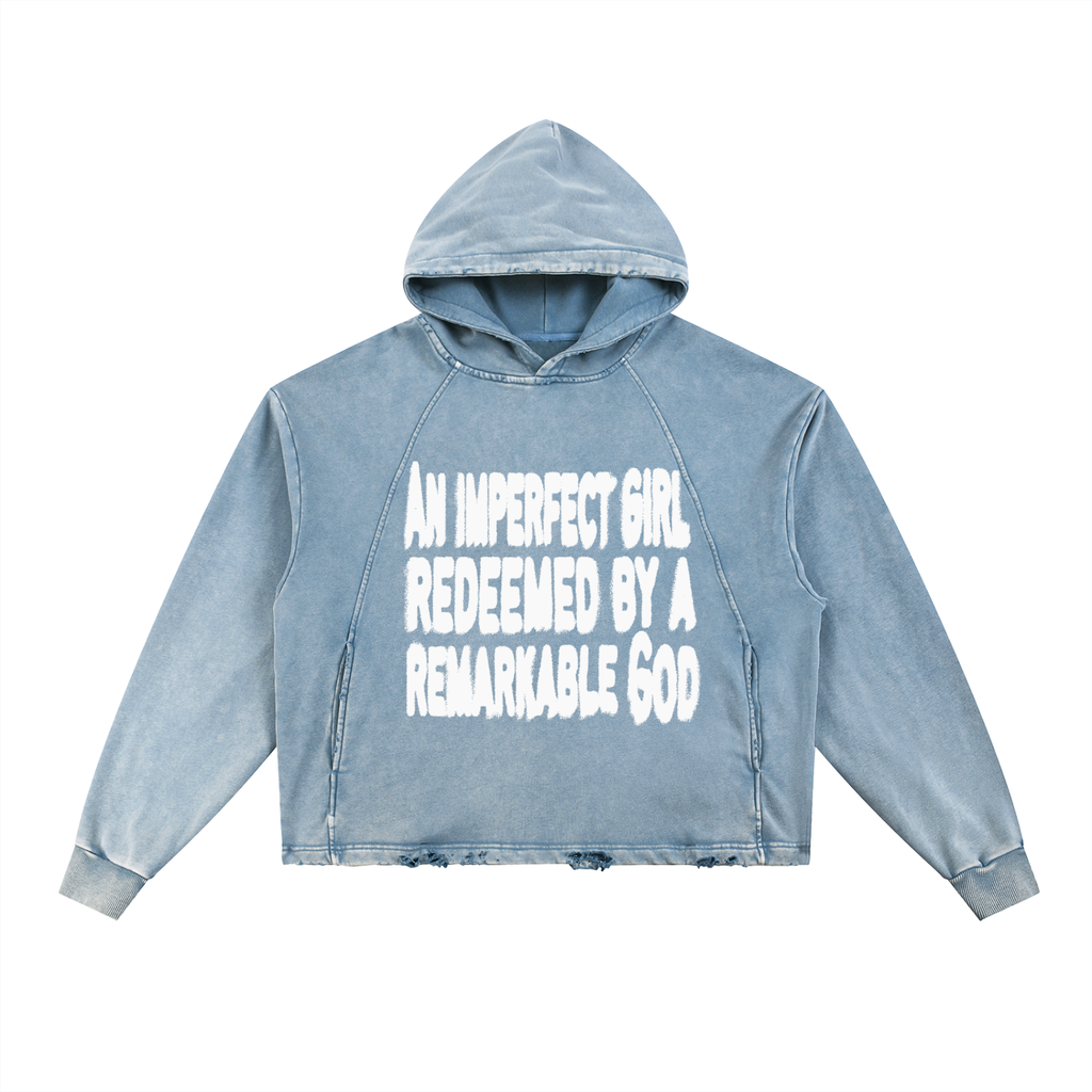 PREORDER- Imperfect Girl Vintage Washed Frayed-Hem Hoodie