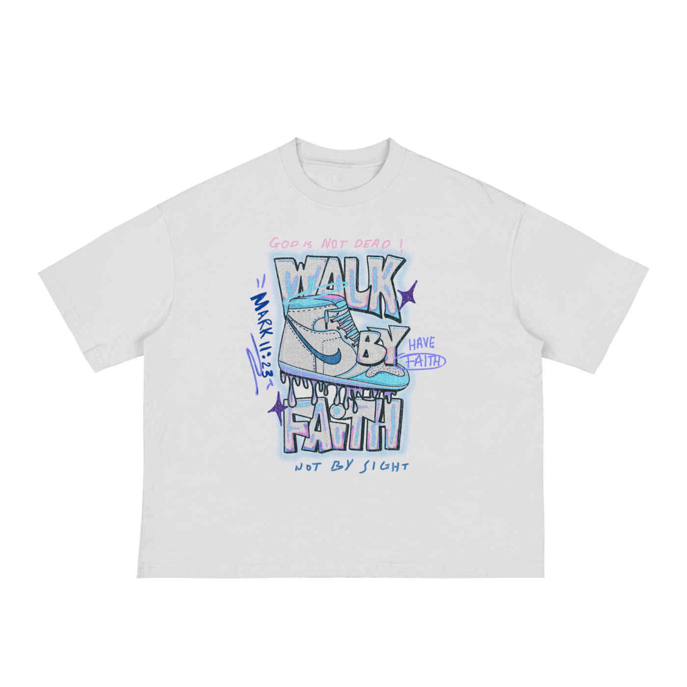 PREORDER- Walk By Faith Blue Classic Loose Boxy Tee