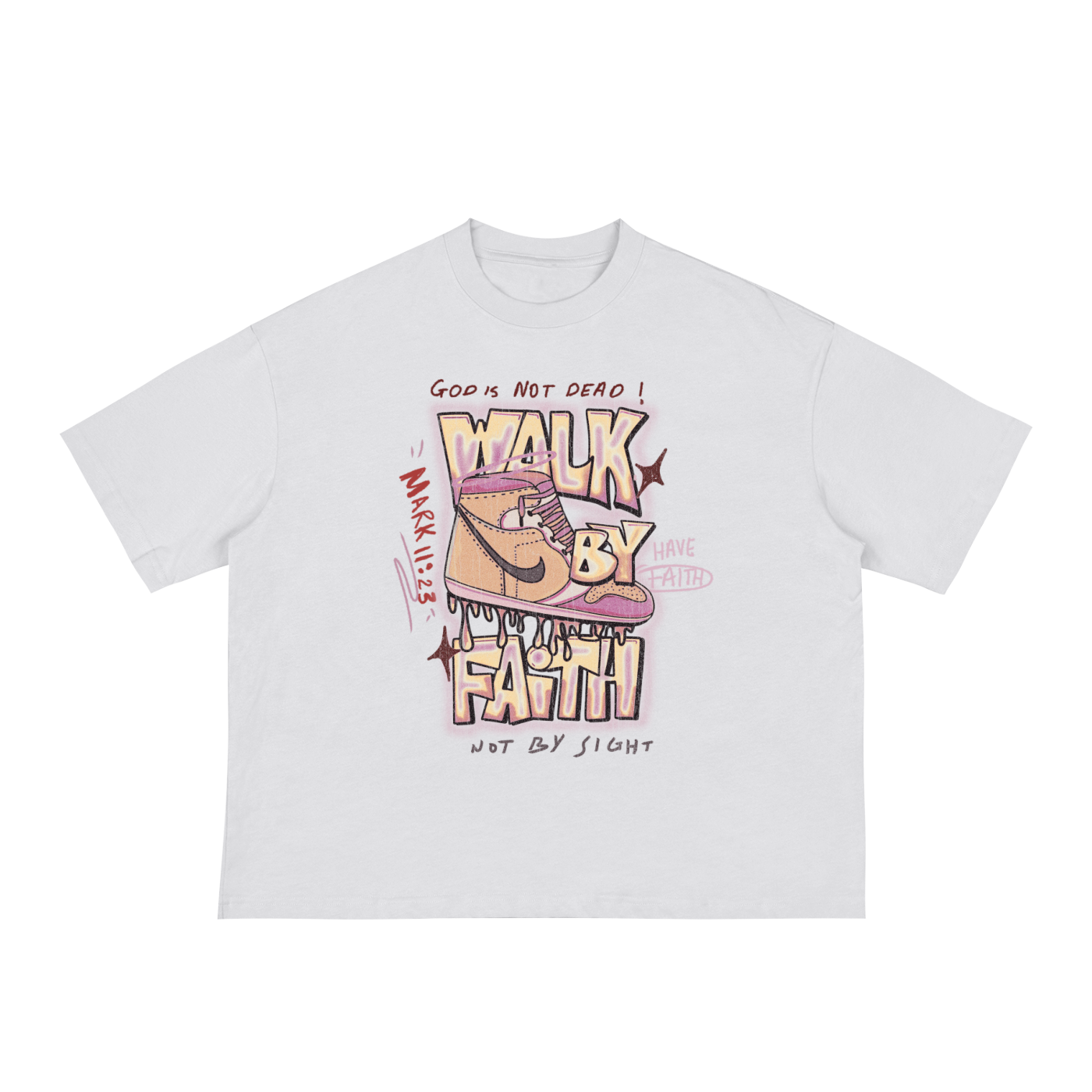 PREORDER- Walk By Faith Pink Classic Loose Boxy Tee